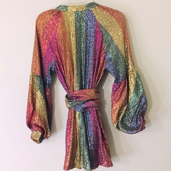 Farm Rio Rainbow Sequin Kimono NWOT - Picture 15 of 16
